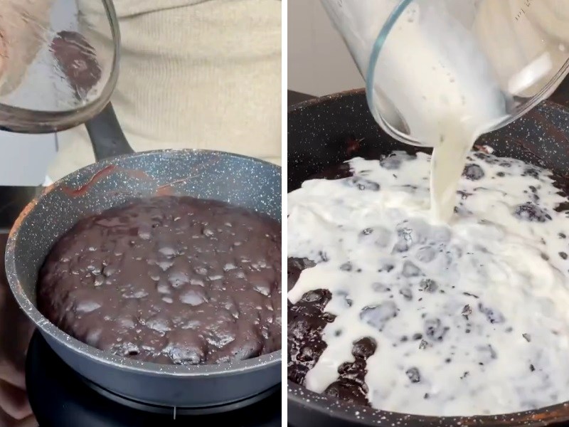 шоколадный кекс на сковороде