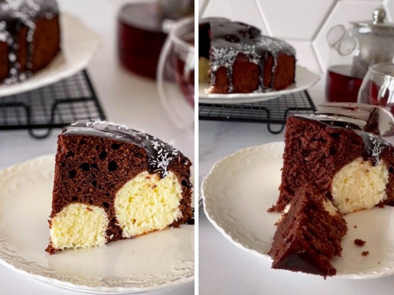 шоколадно творожный пирог