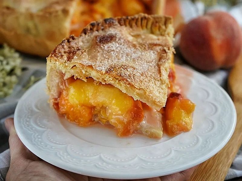 Пирог с персиками свежими рецепт