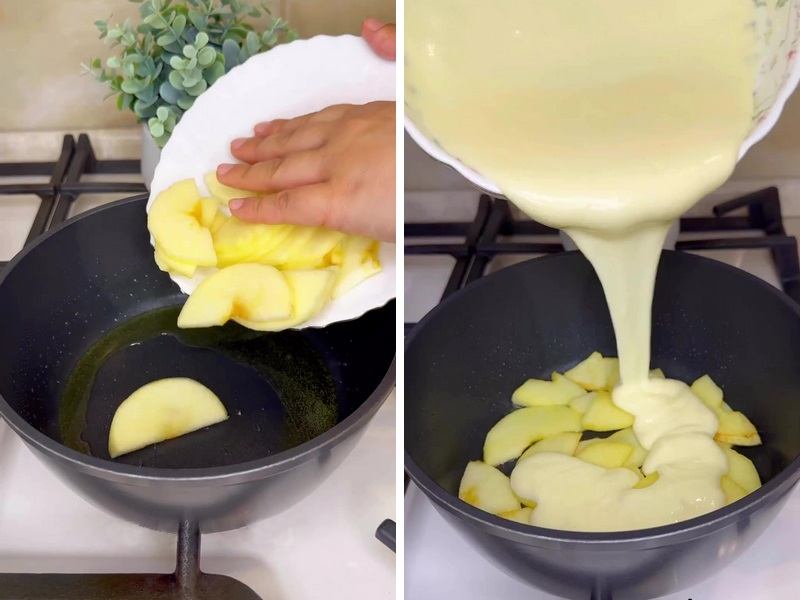рецепт шарлотки с яблоками на сковороде